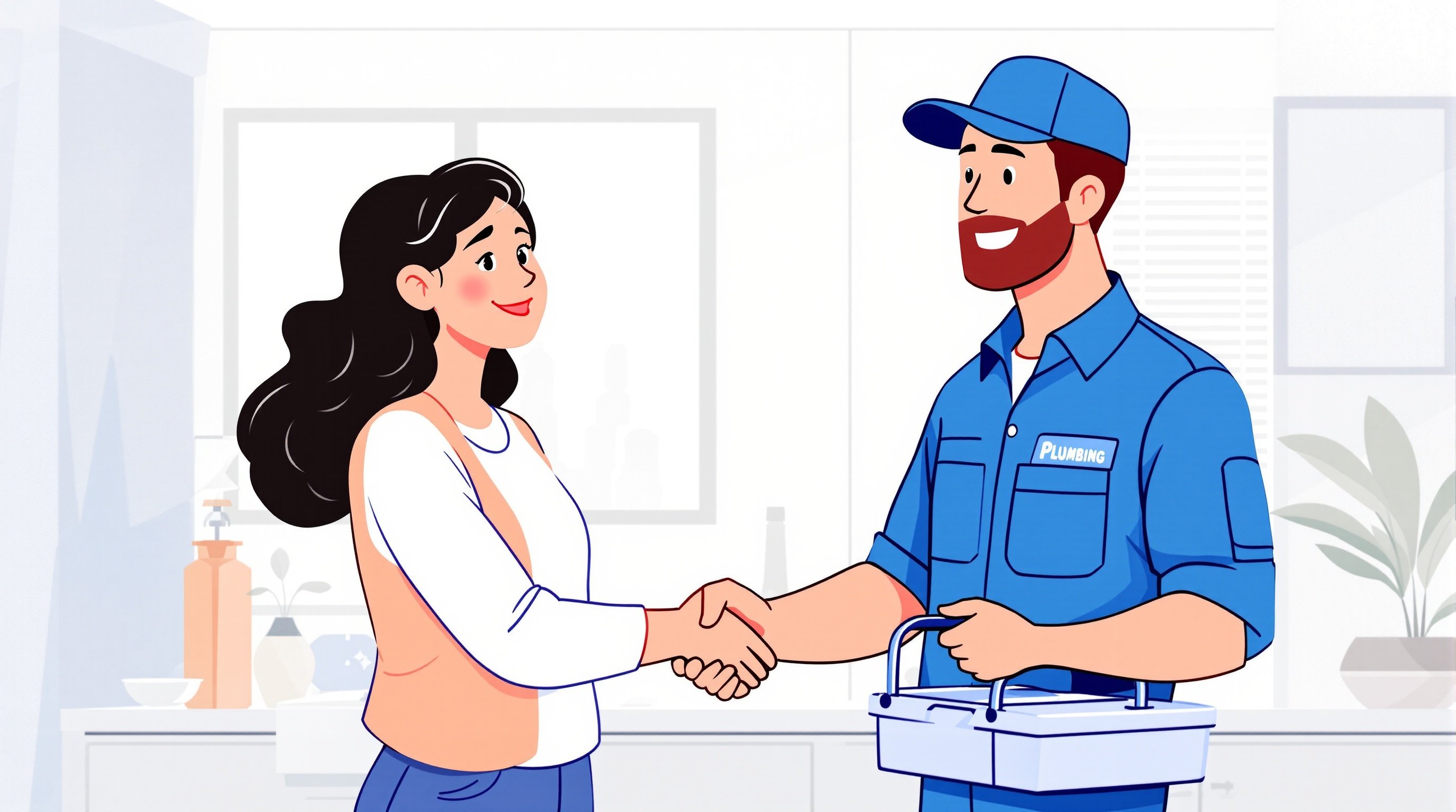 Homeowner confidently hiring a qualified plumbing professional