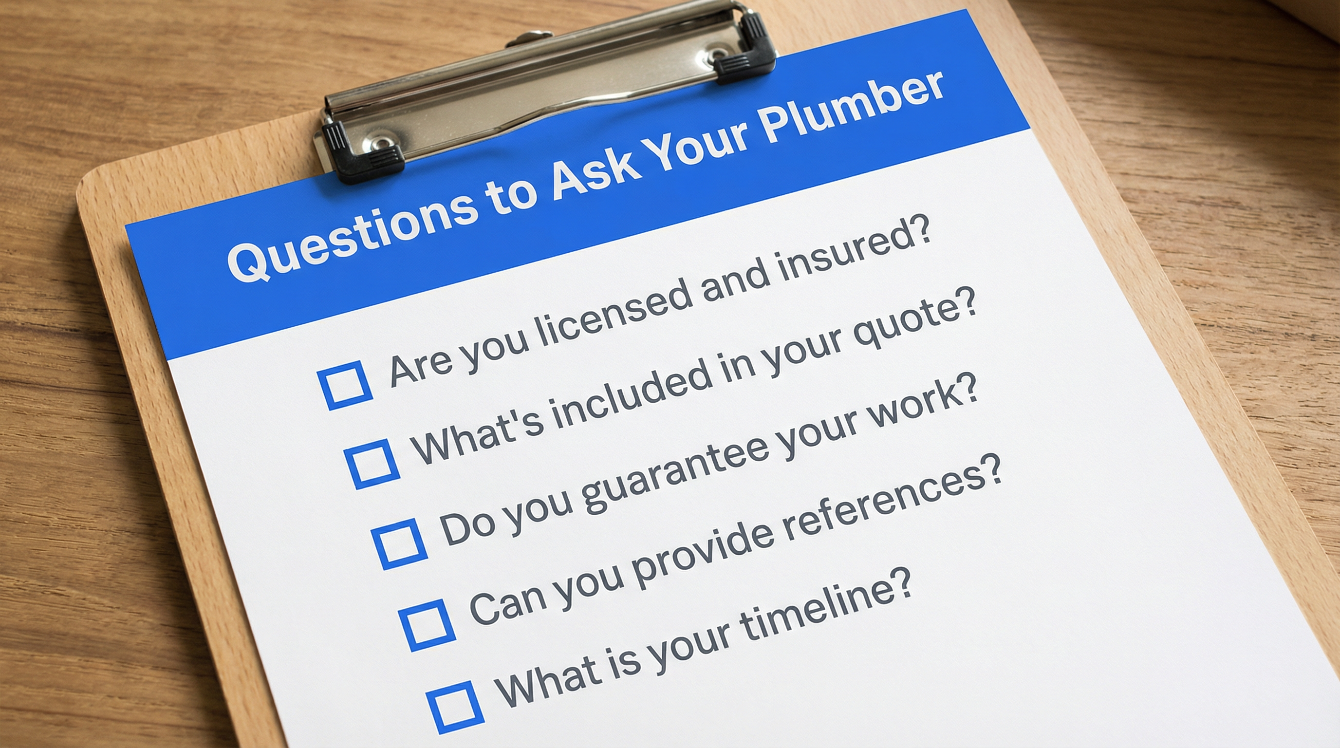 Downloadable interview questions for hiring a plumber