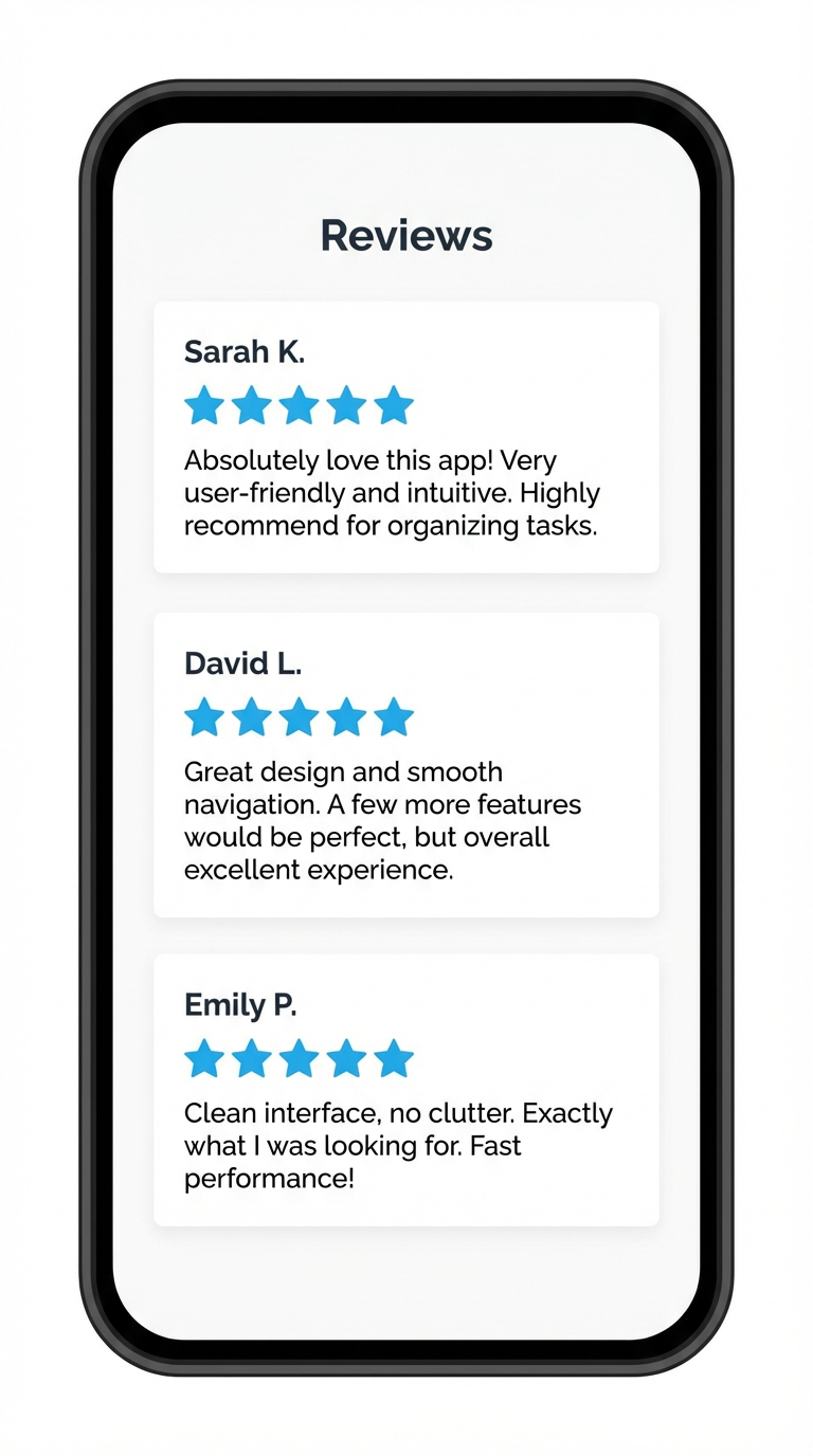 Authentic reviews on mobile